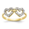 10k Double Heart CZ Ring