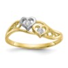 10k & Rhodium Double Heart CZ Ring