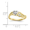 10k & Rhodium Double Heart CZ Ring - Image 3