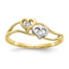 10k & Rhodium Double Heart CZ Ring
