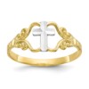10k & Rhodium Polished Cross Ring
