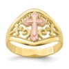 10K Two-Tone Cross Ring