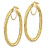 10k 3x30 Twisted Round Omega Back Hoop Earrings - Image 2