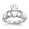 10k White Gold Polished Claddagh Ring