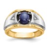 10k & Rhodium Blue Star & .01ct Diamond Men's Ring