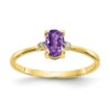 10k Polished Geniune Diamond & Amethyst Birthstone Ring