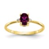 10k Polished Geniune Diamond & Rhodolite Garnet Birthstone Ring