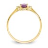 10k Polished Geniune Diamond & Rhodolite Garnet Birthstone Ring - Image 2
