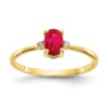 10k Polished Geniune Diamond & Ruby Birthstone Ring