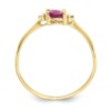 10k Polished Geniune Diamond & Pink Tourmaline Birthstone Ring - Image 2