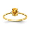 10k Polished Geniune Diamond & Citrine Birthstone Ring