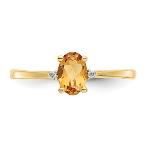 10k Polished Geniune Diamond & Citrine Birthstone Ring - Image 4