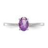 10k White Gold Polished Geniune Diamond & Amethyst Birthstone Ring - Image 4