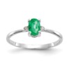 10k White Gold Polished Geniune Diamond & Emerald Birthstone Ring