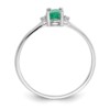 10k White Gold Polished Geniune Diamond & Emerald Birthstone Ring - Image 2