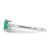10k White Gold Polished Geniune Diamond & Emerald Birthstone Ring - Image 3