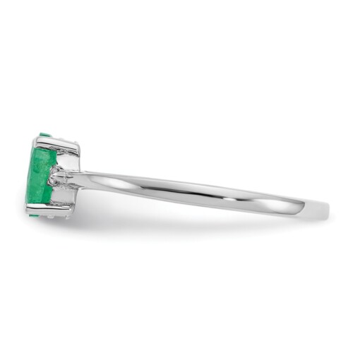 10k White Gold Polished Geniune Diamond & Emerald Birthstone Ring - Image 3