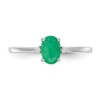 10k White Gold Polished Geniune Diamond & Emerald Birthstone Ring - Image 4