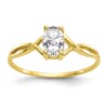 10k Polished Geniune White Topaz Birthstone Ring