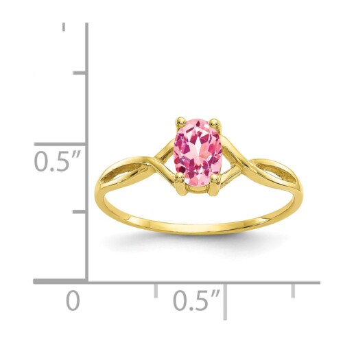 10k Polished Geniune Pink Tourmaline Birthstone Ring - Image 4