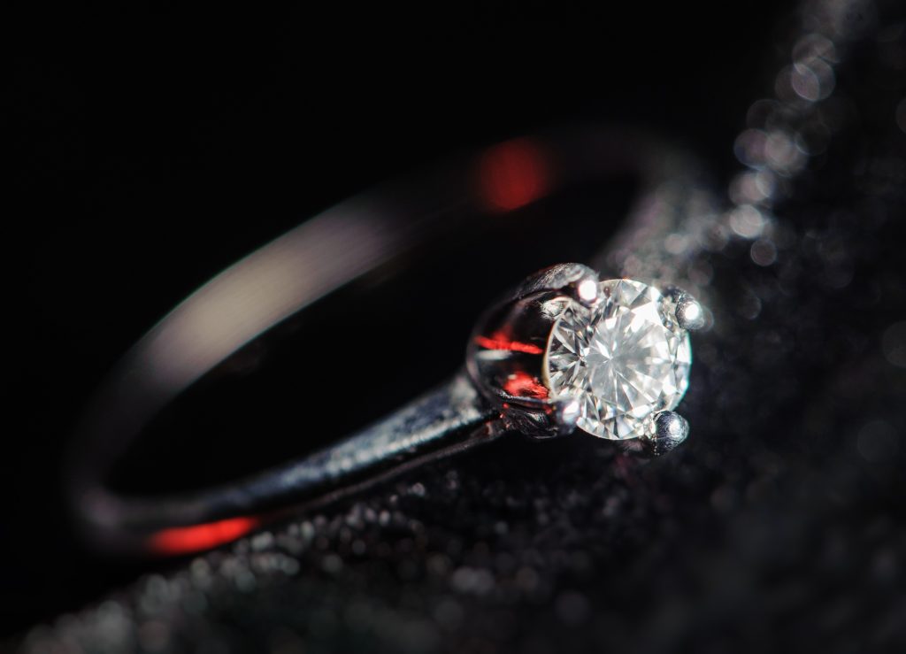 diamond ring on a black background